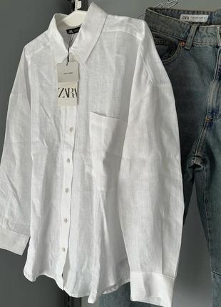 Zara біла сорочка оверсайз белая рубашка зара в наличии новая коллекция8 фото