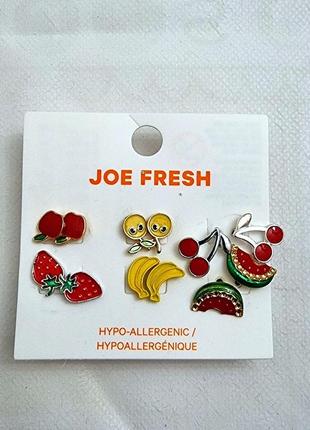 Серьги фрукты набор