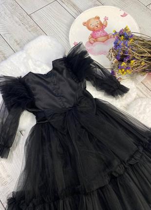 Чорна сукня венздей для дівчинки5 фото