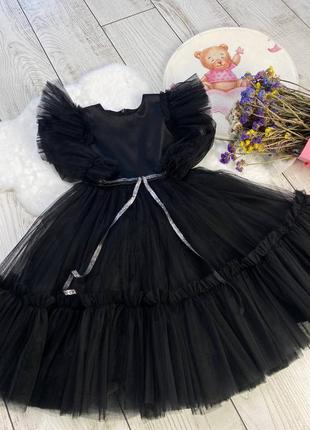 Чорна сукня венздей для дівчинки4 фото