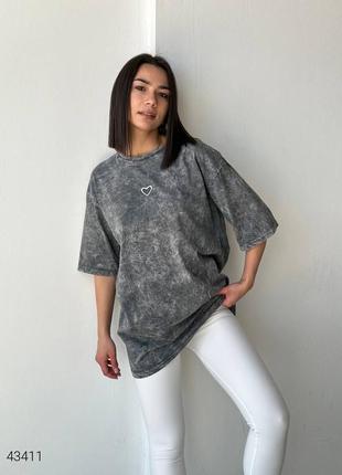 Футболка женская винтажная с сердцем. oversize. производство туречки.