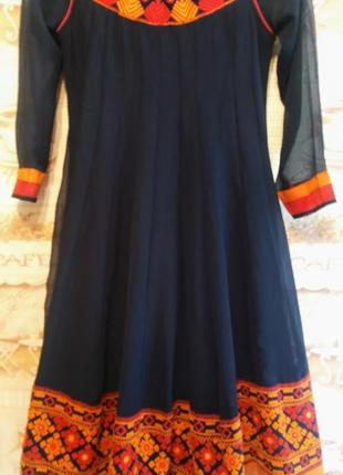 Дитяча шифонова сукня з етнічною вишивкою. вишиванка. 8-11 років.