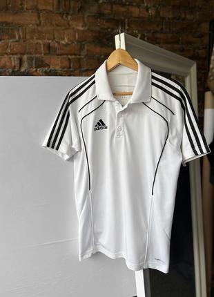 Adidas men’s white short sleeve polo shirt 3-stripes black logo поло