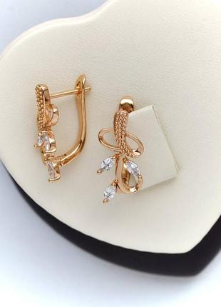 Позолочені сережки медичне золото подарунок позолоченные серьги медзолото подарок