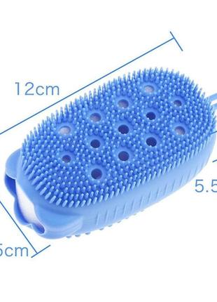 Двухсторонняя массажная мочалка для купания bath brush голубая