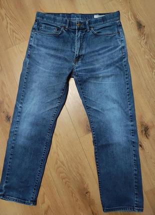 Джинсы мужские синие прямые немного зауженные снизу tapered straight jeans man, размер l