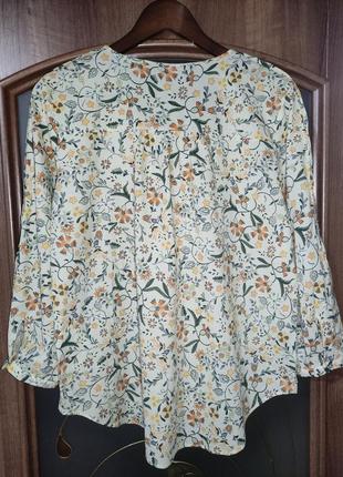 Котонова сорочка / блуза з квітковим принтом zara (100% бавовна)4 фото