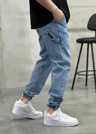 Мужские джинсы джоггеры на манжете синие2 фото