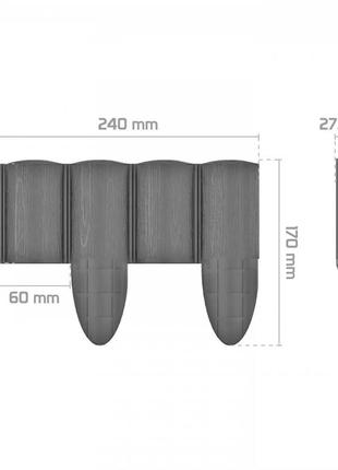 Cellfast газонна огорожа 4 eco, 10 секцій по 240 мм, 2.4м, сірий2 фото
