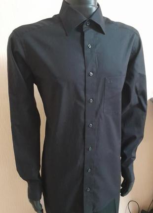 Шикарная хлопковая рубашка чёрного цвета olymp luxor modern fit, 💯 оригинал6 фото