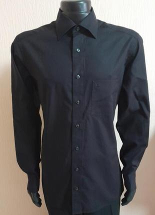 Шикарная хлопковая рубашка чёрного цвета olymp luxor modern fit, 💯 оригинал3 фото