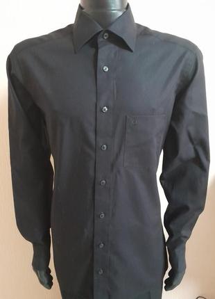 Шикарная хлопковая рубашка чёрного цвета olymp luxor modern fit, 💯 оригинал4 фото