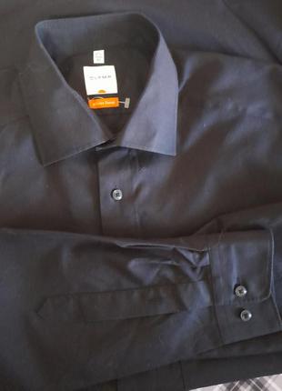 Шикарная хлопковая рубашка чёрного цвета olymp luxor modern fit, 💯 оригинал7 фото