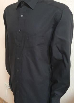 Шикарная хлопковая рубашка чёрного цвета olymp luxor modern fit, 💯 оригинал5 фото