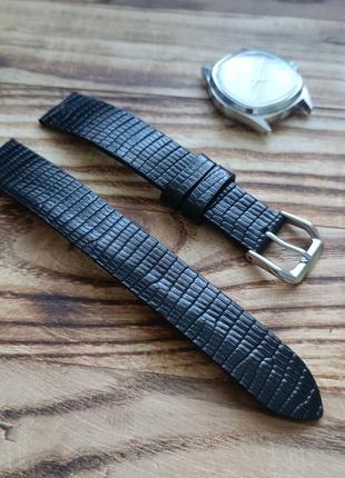 Ремінець зі шкіри ігуани (ручна робота) чорний 18 мм