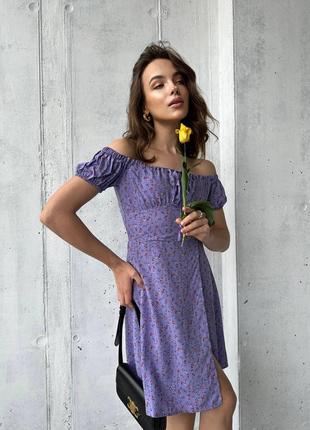 Легкое штапельное платье мини в цветы, платье с цветочным принтом на лето