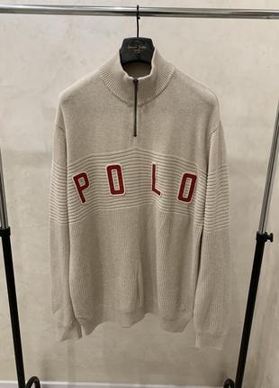 Кофта джемпер свитер на замок polo ralph lauren бежевая мужская свитшот