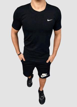 Летний мужской комплект nike футболка + шорты🔥
(черные шорты + черная футболка)