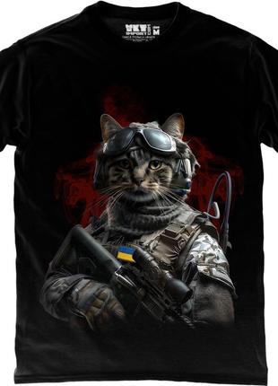 Футболка кіт воїн зсу 9000293-black - cat soldier футболка унісекс чорна