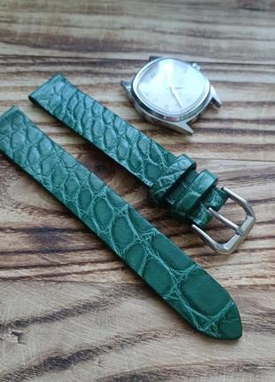 Ремінець зі шкіри крокодила croco green 18 мм