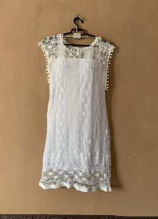 Сукня доя дюймовочки біла ажурна плаття літне
