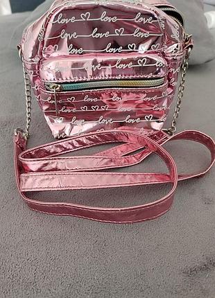 Мини-рюкзак metallic love script сумка через плечо - розовая