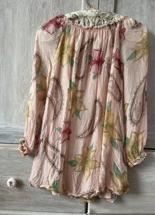 Італія шовкова блуза шовк 100% ніжна квіткова натуральний шовк3 фото