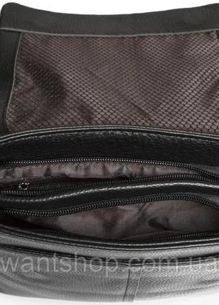 Мужская черная кожаная сумка-мессенджер tiding bag 75-52718 фото