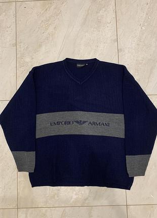 Винтажный свитер джемпер emporio armani синий