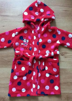 Флисовый банный халат disney 2 3 года 92 98 см