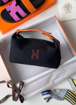 Чёрная косметичка hermes 21 cm