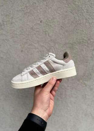 Жіночі кросівки adidas campus beige brown адідас кампус бежевого з коричневим кольорів5 фото