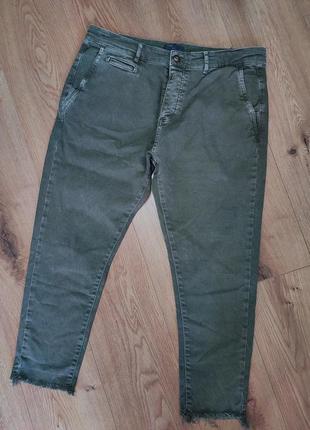 Джинси чоловічі зелені хакі укорочені zara relaxed denim basic jeans man, розмір l