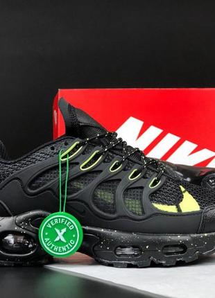 Nike air max terrascape plus tn кроссовки женские кожаные сетка весенние летние низкие черные с салатовым лёгким топ качество лицензия найк с баллоном