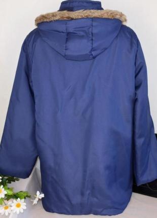 Брендовая легкая куртка с меховым капюшоном anne de lancay синтепон батал этикетка3 фото