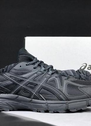 Asics gel-kahana 8 чорні кросівки кеди чоловічі асікс весняні літні низькі шкіряні сітка легкі текстильні топ якість велитні великі розміри великаны