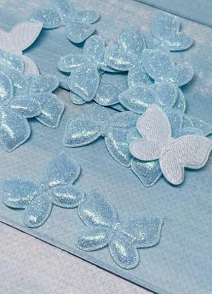 Аплікація метелик- розмір 32*25 мм, колір- блакитний, арт 014540, 1 шт, блакитний