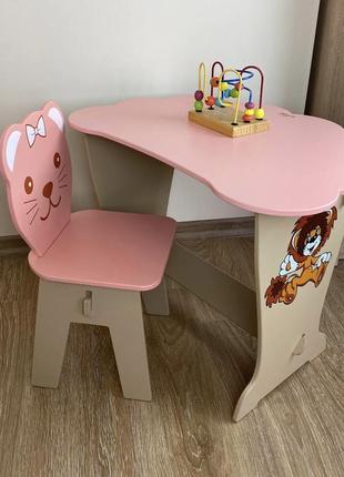 Стол-парта с крышкой облачко и стульчик фигурный детский.для игры,учебы, рисования.