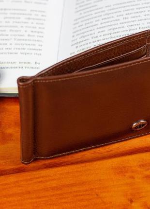 Стильное мужское кожаное портмоне с зажимом st leather в470 коричневый10 фото