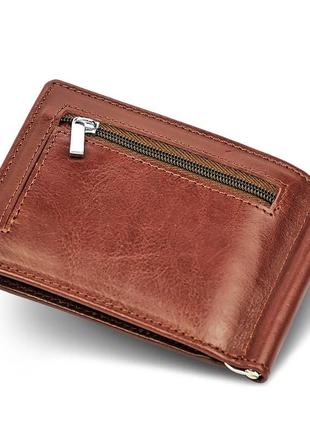 Стильное мужское кожаное портмоне с зажимом st leather в470 коричневый2 фото