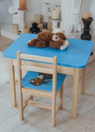 Столик із ящиком  і стілець дитячий  зайчик. для гри, навчання, малювання.
