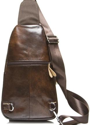 Кожаный коричневый рюкзак мужской на одно плече tiding bag a25f-1563-1a3 фото