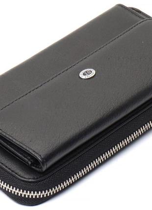 Чорний багатофункціональний гаманець-клатч із натуральної шкіри st leather st027-1