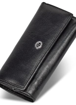 Черная ключница из натуральной кожи с отделением для денег st leather b416