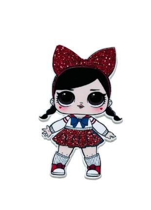 Серединка для бантиков куколка лол красный бант - 6 см (декор кожа), шт, ассорти