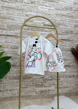 Зара костюм для девочки футболка и шорты летний