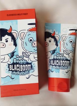 Корейская кислородная маска для очистки пор elizavecca hell-pore bubble blackboom pore pack