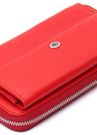 Красный многофункциональный кошелек-клатч из натуральной кожи st leather st027