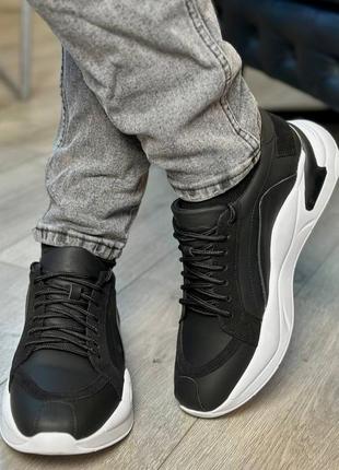 Кроссовки мужские кожаные черные кросы для мужчины  niagara_brand-1425