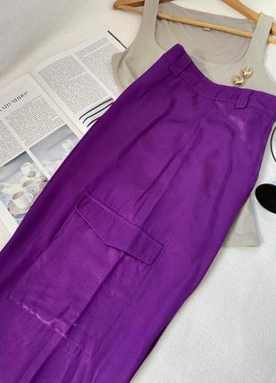 Фіолетові атласні широкі штани primark4 фото
